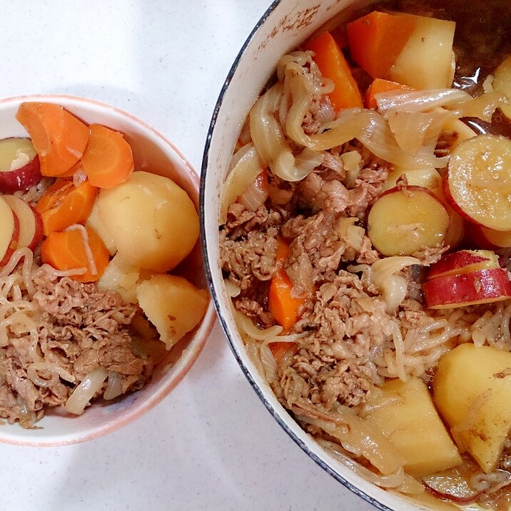 国産しゃぶしゃぶ用牛肉で さつま芋いり肉じゃが レシピ 作り方 By Hideok888 楽天レシピ